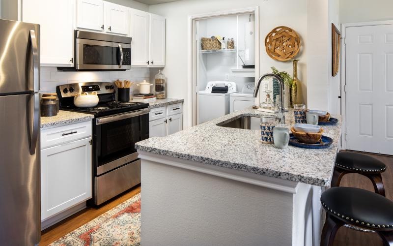 kitchen with island and laundry closet