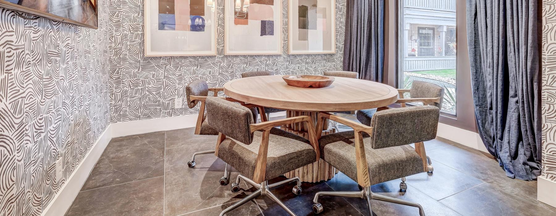 meeting room with a round table and chairs